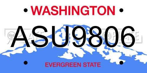 ASU9806 Washington License Plate