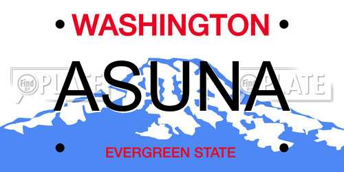 ASUNA Washington License Plate