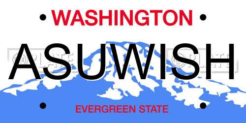ASUWISH Washington License Plate
