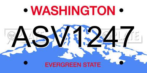 ASV1247 Washington License Plate