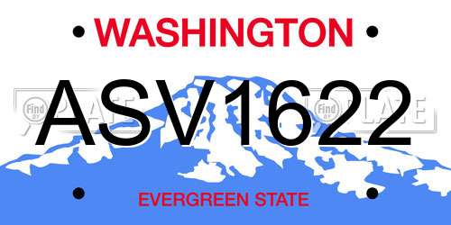 ASV1622 Washington License Plate