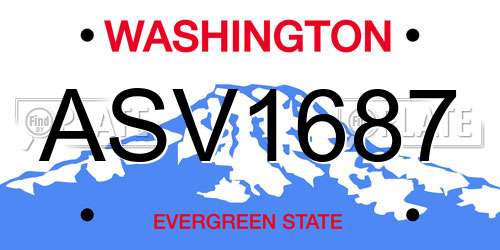 ASV1687 Washington License Plate