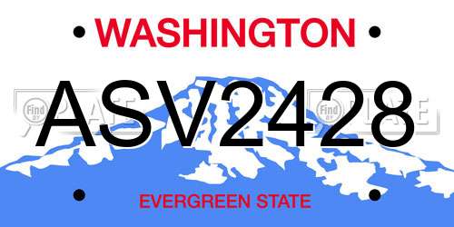 ASV2428 Washington License Plate