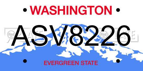 ASV8226 Washington License Plate