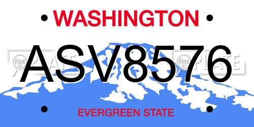ASV8576 Washington License Plate