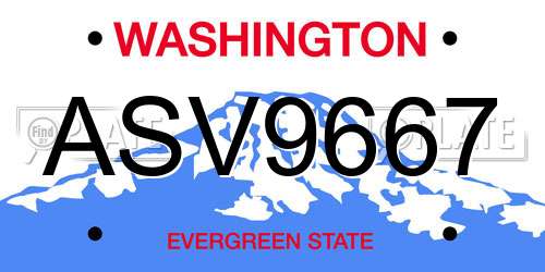 ASV9667 Washington License Plate