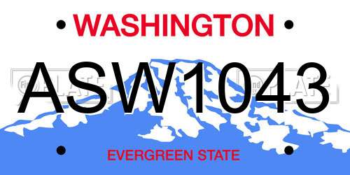 ASW1043 Washington License Plate