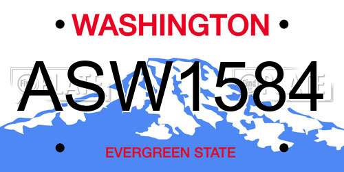 ASW1584 Washington License Plate