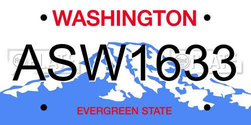 ASW1633 Washington License Plate