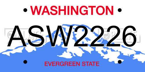 ASW2226 Washington License Plate