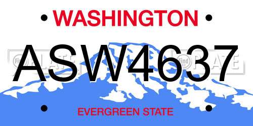 ASW4637 Washington License Plate
