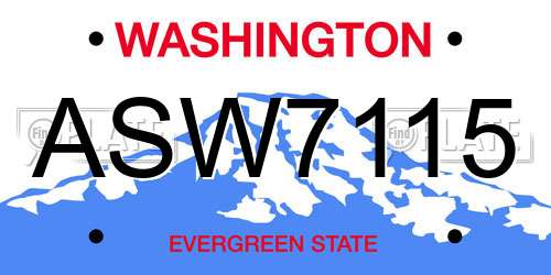 ASW7115 Washington License Plate