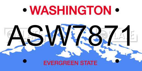 ASW7871 Washington License Plate