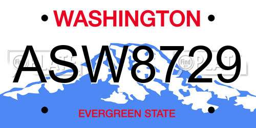 ASW8729 Washington License Plate