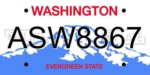 ASW8867 Washington License Plate