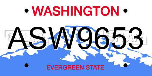 ASW9653 Washington License Plate