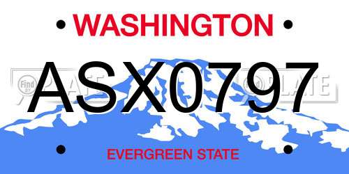 ASX0797 Washington License Plate