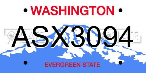 ASX3094 Washington License Plate