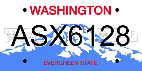 ASX6128 Washington License Plate