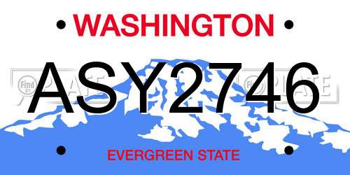 ASY2746 Washington License Plate