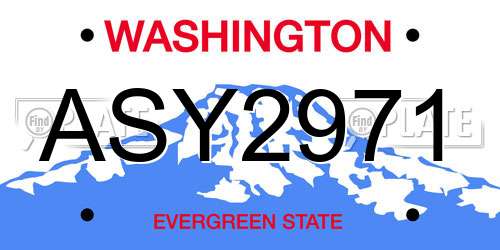 ASY2971 Washington License Plate