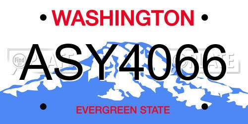 ASY4066 Washington License Plate