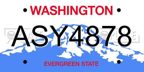 ASY4878 Washington License Plate