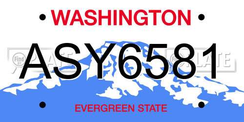 ASY6581 Washington License Plate