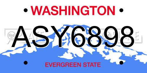 ASY6898 Washington License Plate