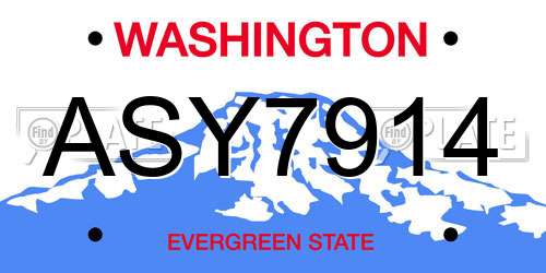ASY7914 Washington License Plate