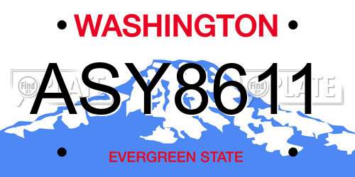 ASY8611 Washington License Plate
