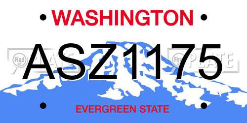 ASZ1175 Washington License Plate