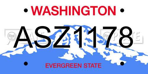 ASZ1178 Washington License Plate