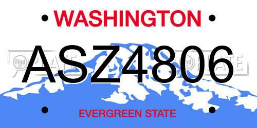 ASZ4806 Washington License Plate