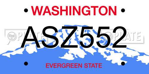 ASZ552 Washington License Plate