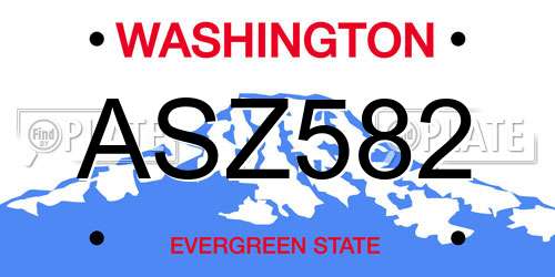 ASZ582 Washington License Plate