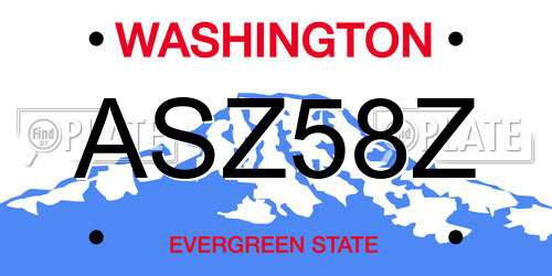 ASZ58Z Washington License Plate