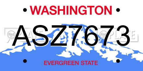 ASZ7673 Washington License Plate