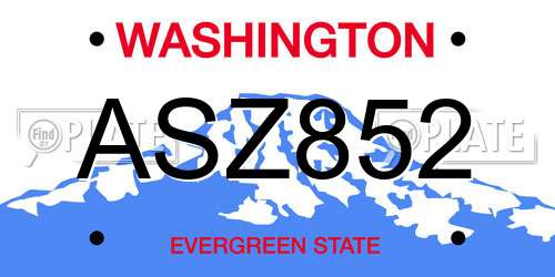 ASZ852 Washington License Plate