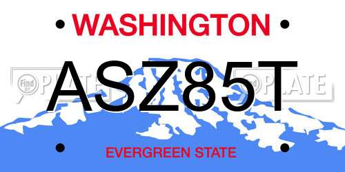 ASZ85T Washington License Plate