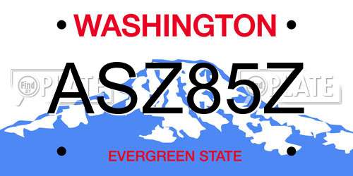 ASZ85Z Washington License Plate