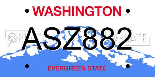 ASZ882 Washington License Plate
