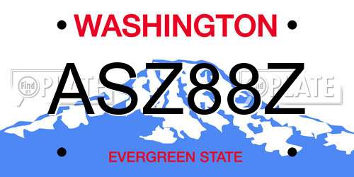 ASZ88Z Washington License Plate