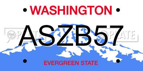 ASZB57 Washington License Plate