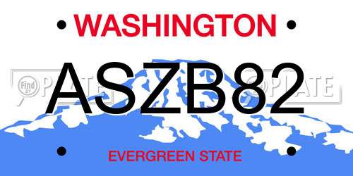 ASZB82 Washington License Plate