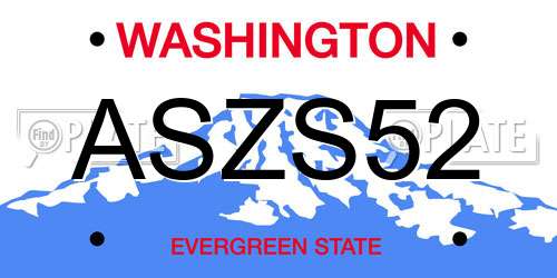 ASZS52 Washington License Plate