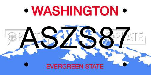 ASZS87 Washington License Plate