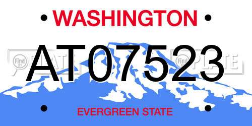 AT07523 Washington License Plate