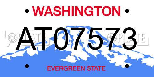 AT07573 Washington License Plate