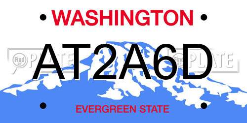 AT2A6D Washington License Plate